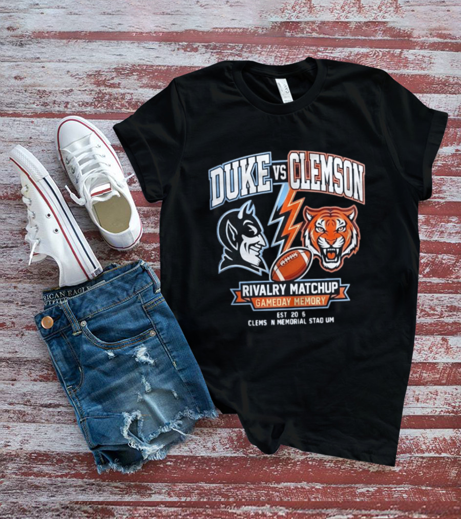 Duke Vs Clemson Rivalry Matchup Gameday Memory 2026 Classes Memorial Stadium T-Shirt