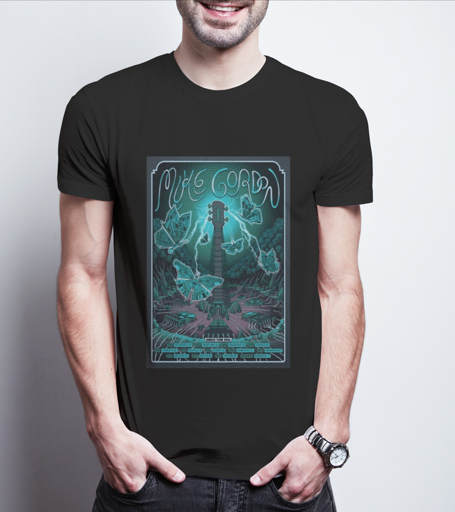 Mike Gordan March Tour 2026 Lightning Butterfly Guitar T-Shirt