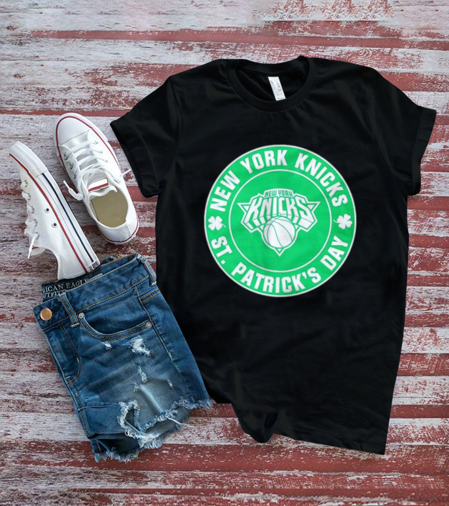 New York Knicks St Patrick's Day Shamrock Green Basketball Team Celebration T-Shirt