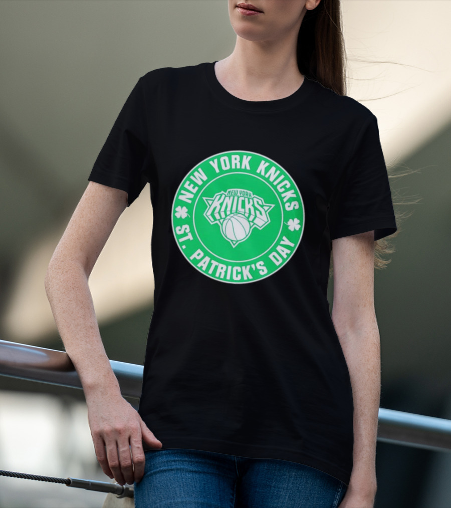 New York Knicks St Patrick's Day Shamrock Green Basketball Team Celebration T-Shirt