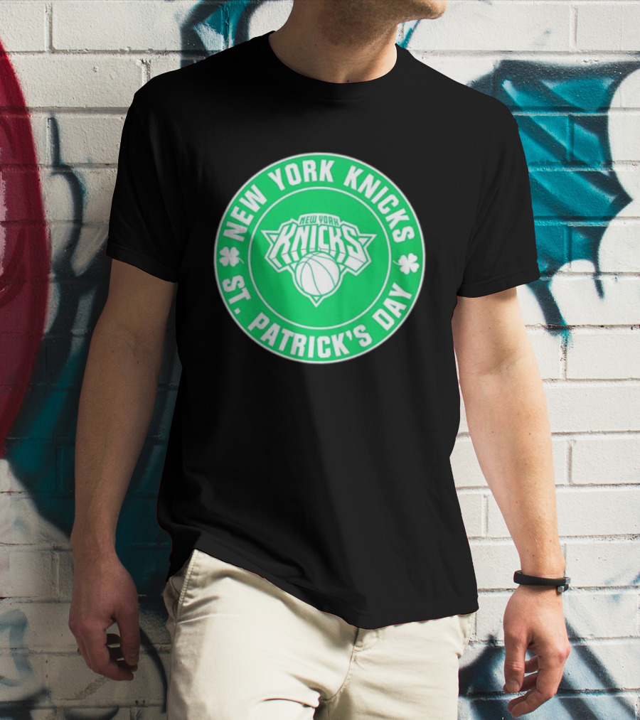 New York Knicks St Patrick's Day Shamrock Green Basketball Team Celebration T-Shirt