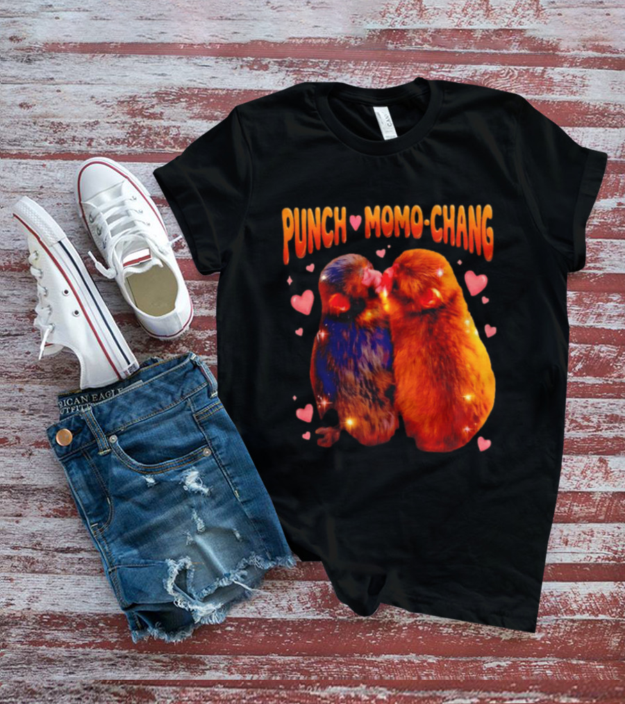 Punch Momo Chang Kissing Monkeys With Hearts T-Shirt
