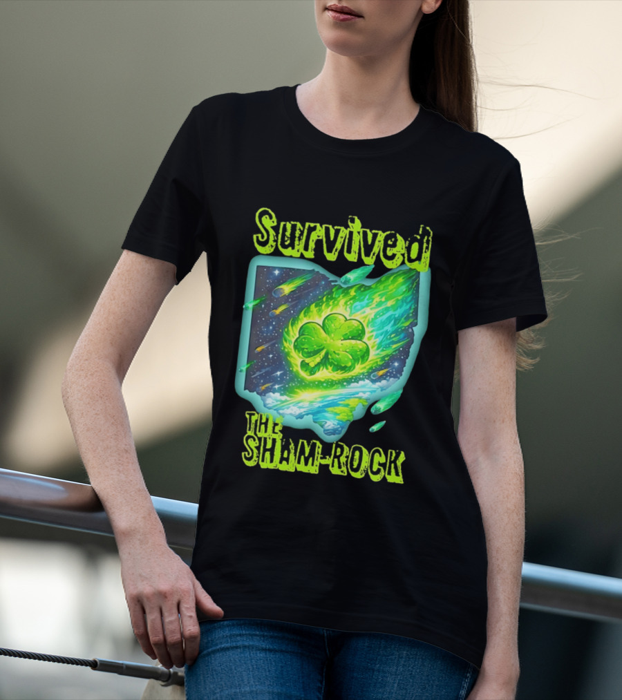 Survived The Sham Rock Meteor Clover St Patrick's Day T-Shirt