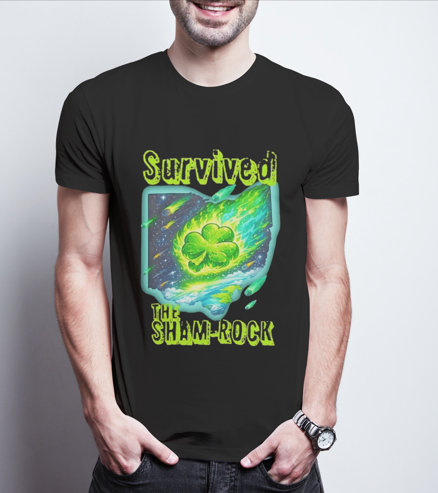 Survived The Sham Rock Meteor Clover St Patrick's Day T-Shirt