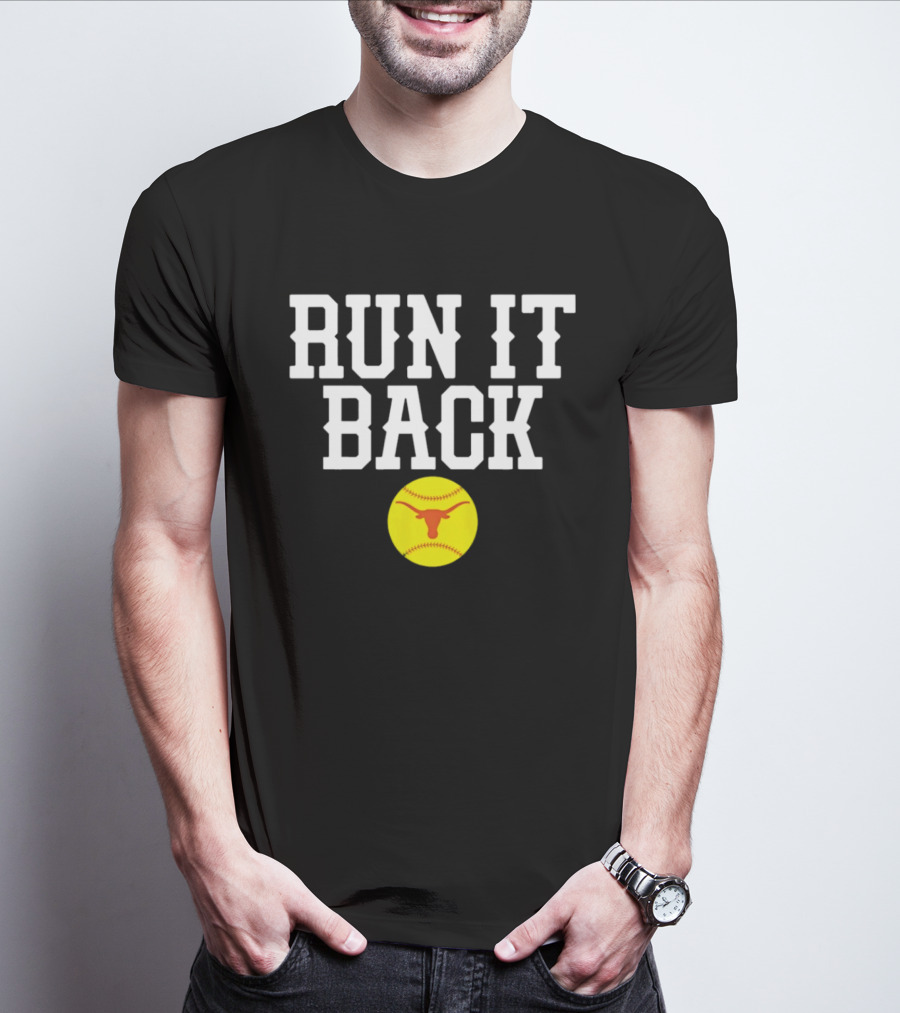Texas Softball Run It Back Longhorn Yellow Softball T-Shirt