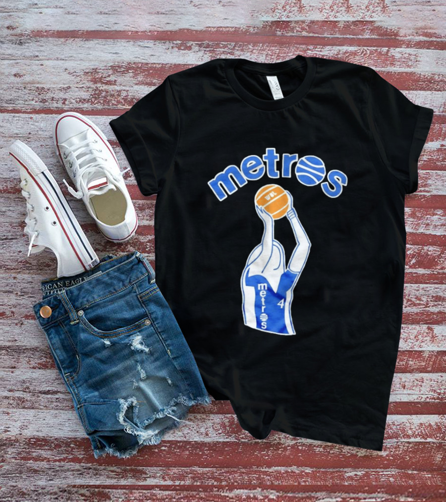 Washington Metros Basketball Player Number 4 Shooting With Blue White Jersey T-Shirt