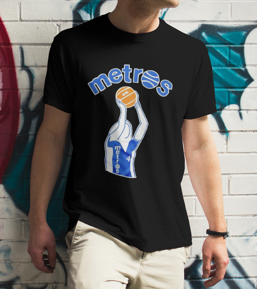 Washington Metros Basketball Player Number 4 Shooting With Blue White Jersey T-Shirt