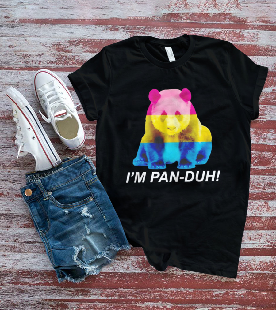 Panda I'm Pan Duh With Pan Flag Colors Panda T-Shirt