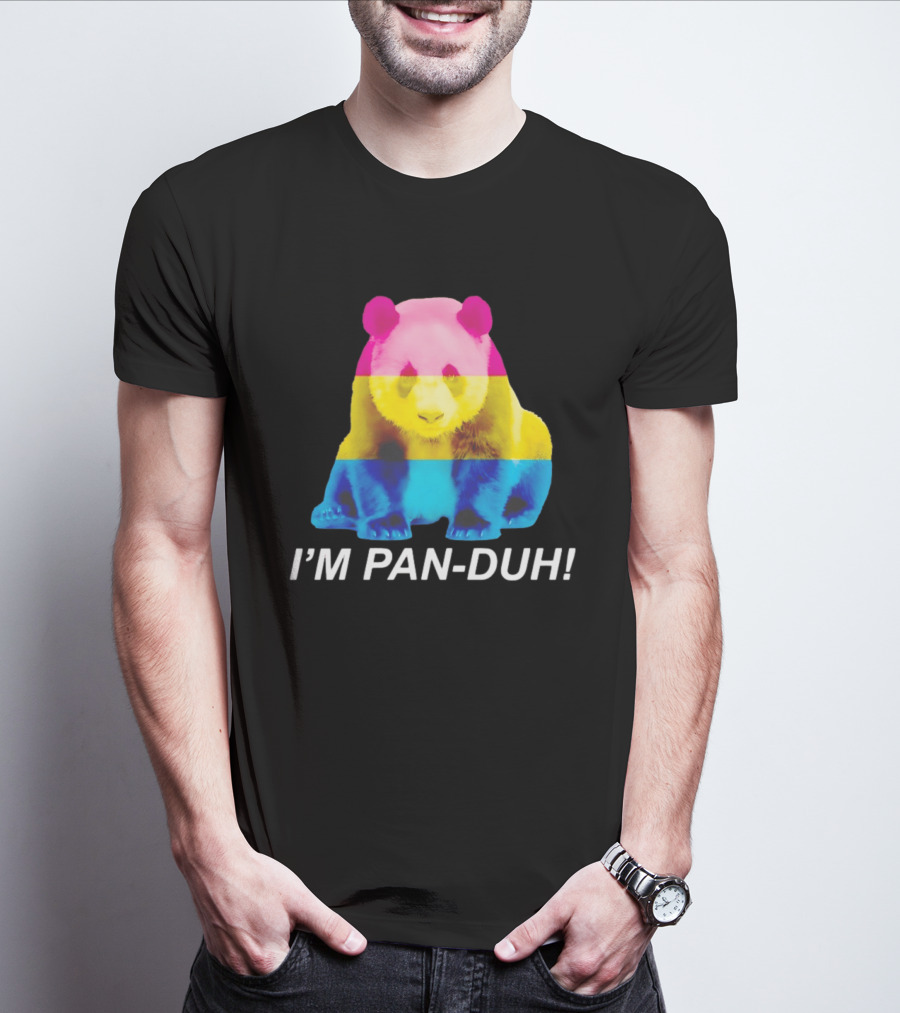 Panda I'm Pan Duh With Pan Flag Colors Panda T-Shirt