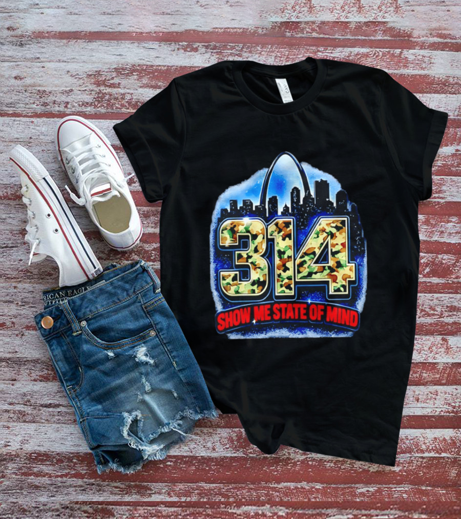 314 St Louis Camo Skyline Arch Show Me State Of Mind T-Shirt
