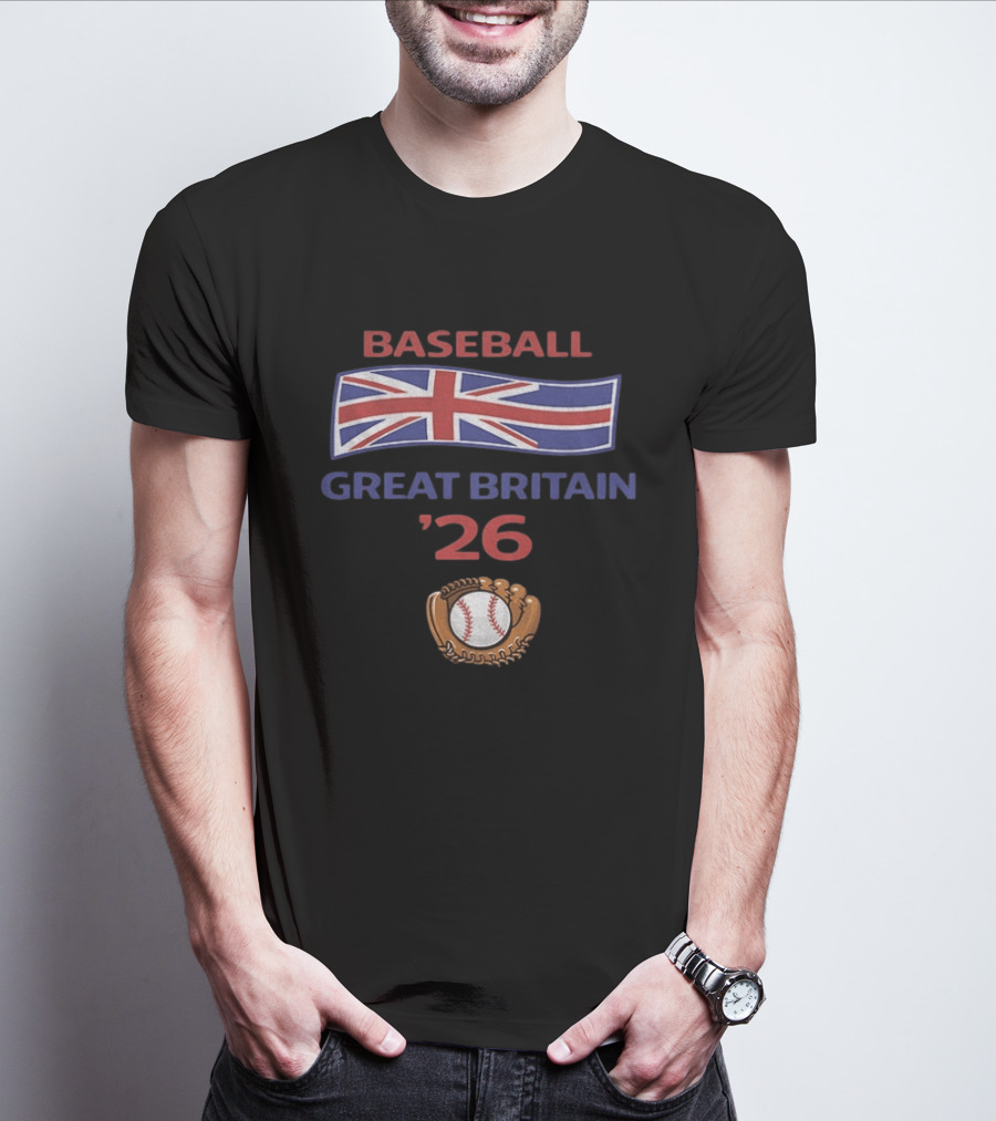 Great Britain Baseball 2026 UK Flag Baseball Glove And Ball T-Shirt