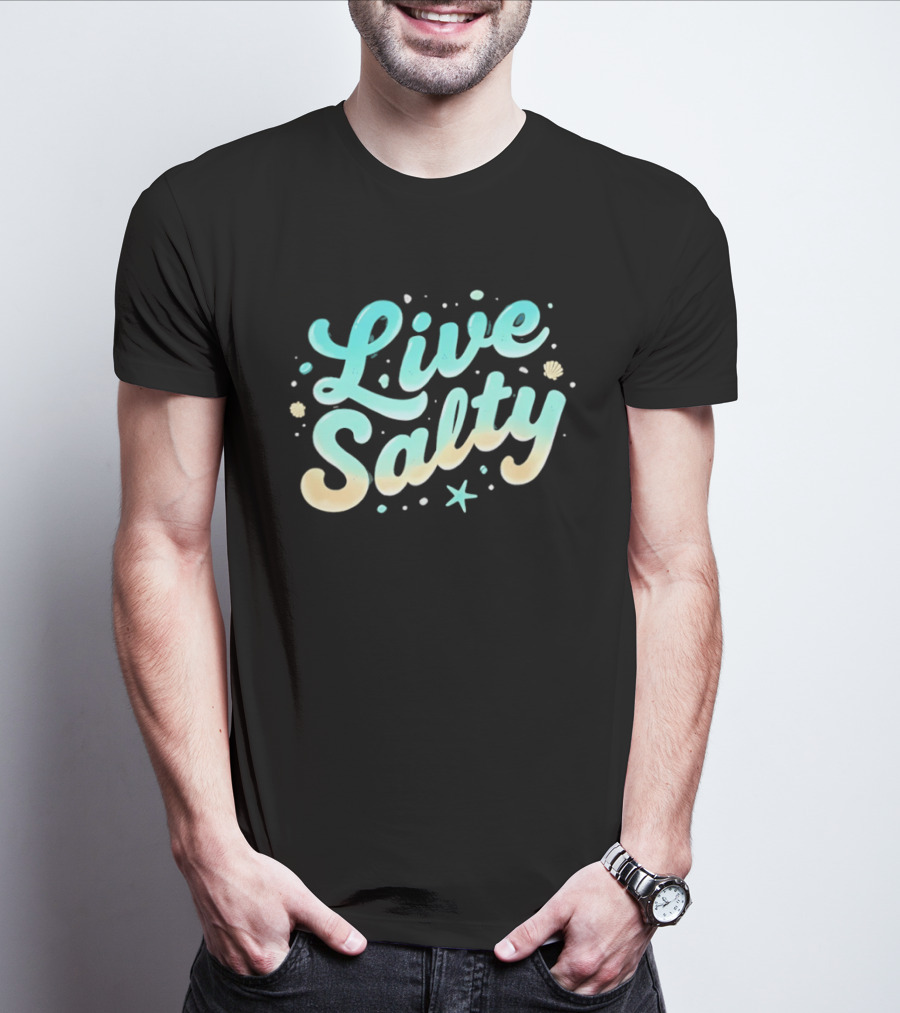 Live Salty Sea Lovers Ocean Vibes Starfish Shells T-Shirt