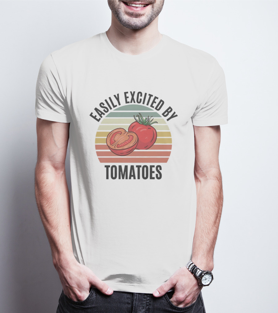 Easily Excited By Tomatoes Vintage Tomato Lover T-Shirt