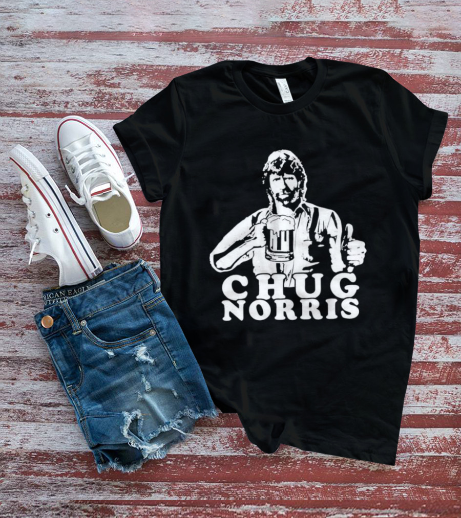 Chug Norris Drinking Beer Thumbs Up T-Shirt