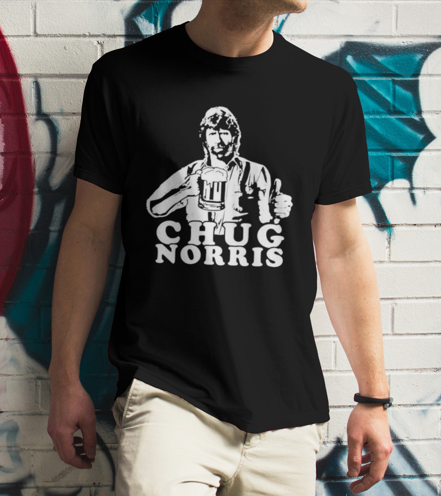 Chug Norris Drinking Beer Thumbs Up T-Shirt