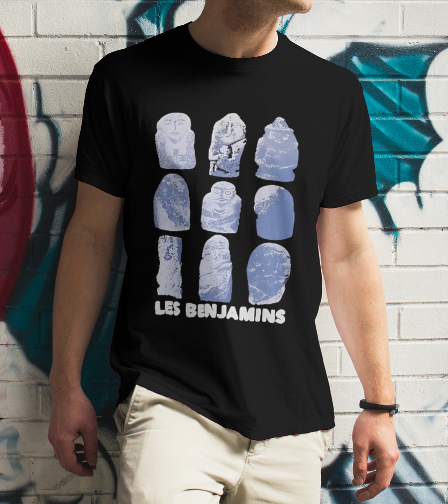 Les Benjamins Stylized Blue Stone Figures Collection T-Shirt
