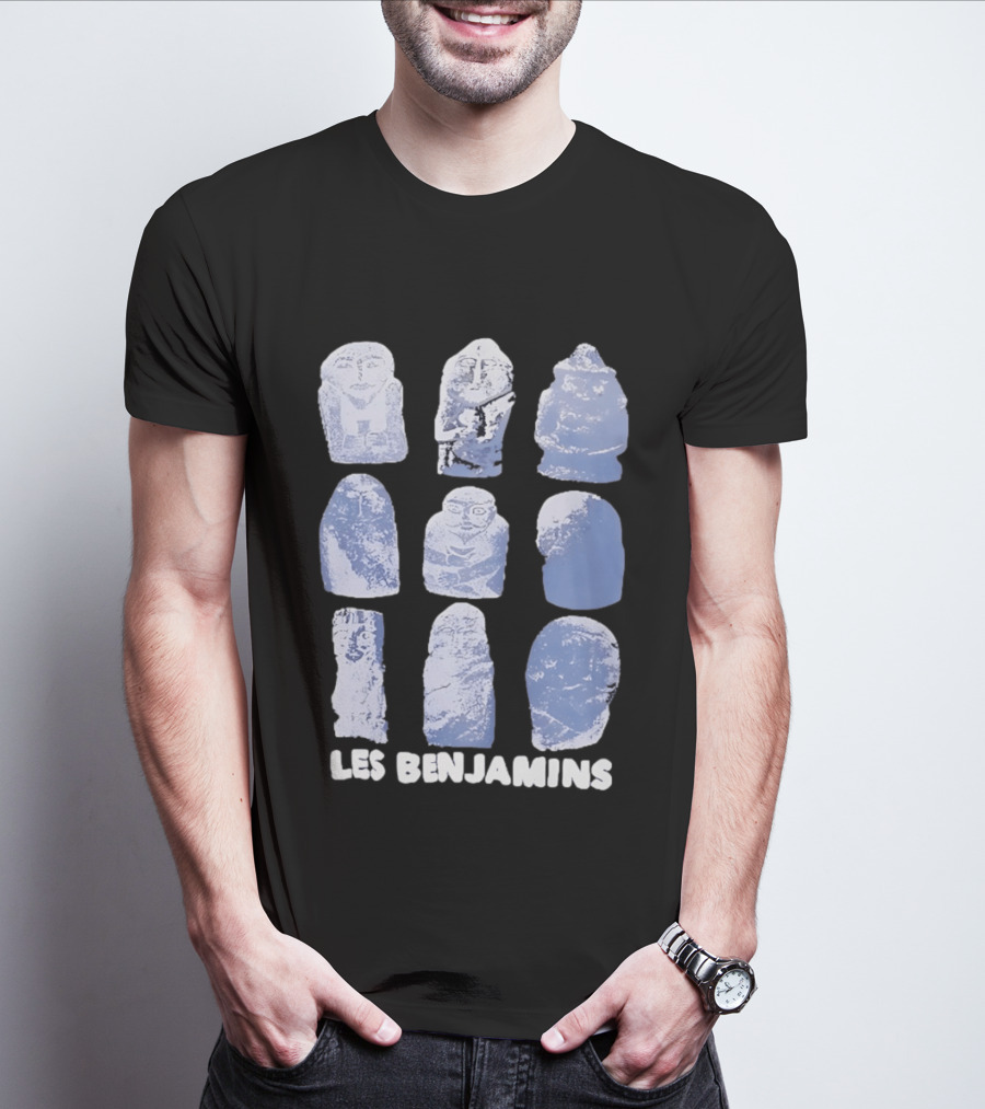 Les Benjamins Stylized Blue Stone Figures Collection T-Shirt