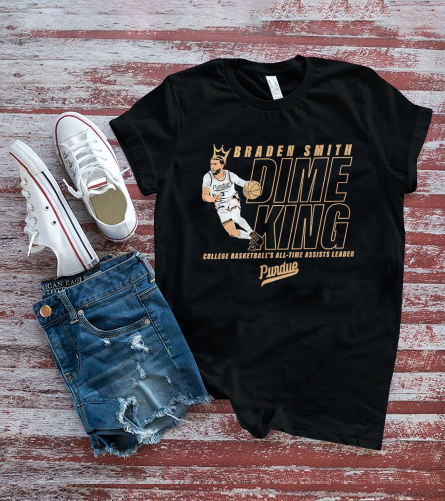 Braden Smith Dime King College Basketball's All Time Assists Leader Purdue T-Shirt