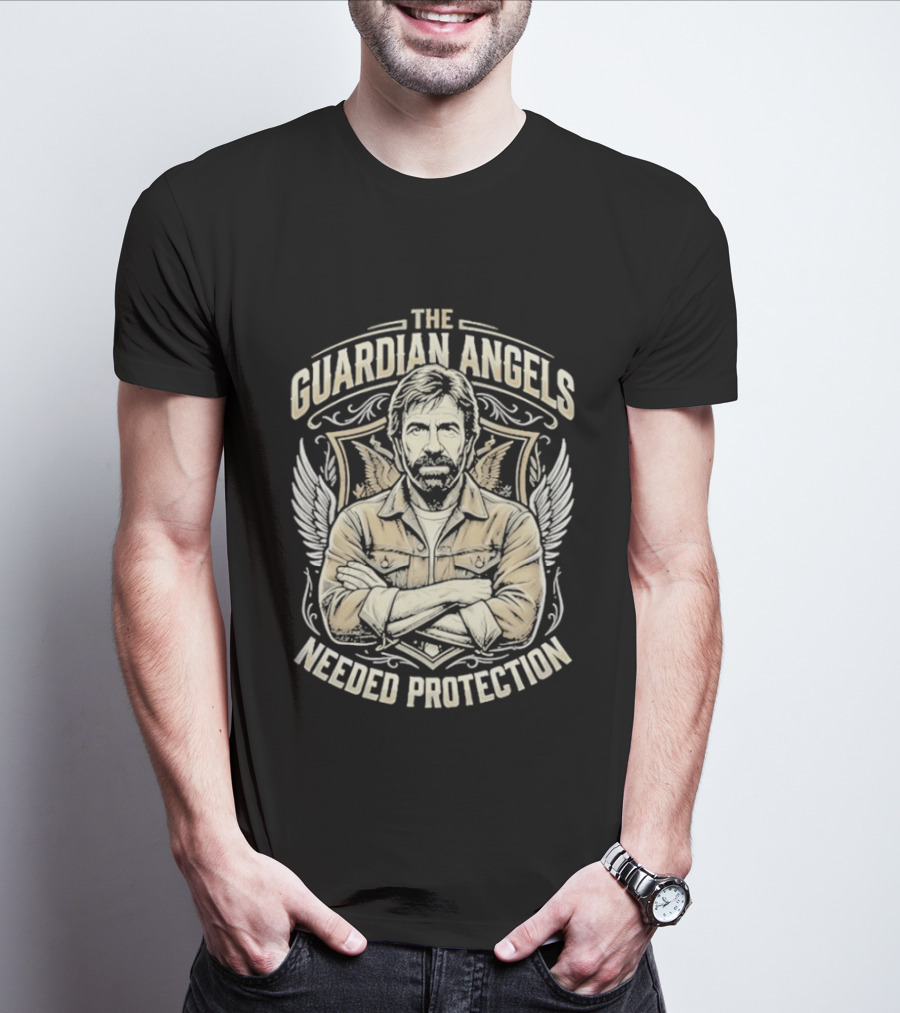 The Guardian Angels Needed Protection Rip Chuck Norris T-Shirt