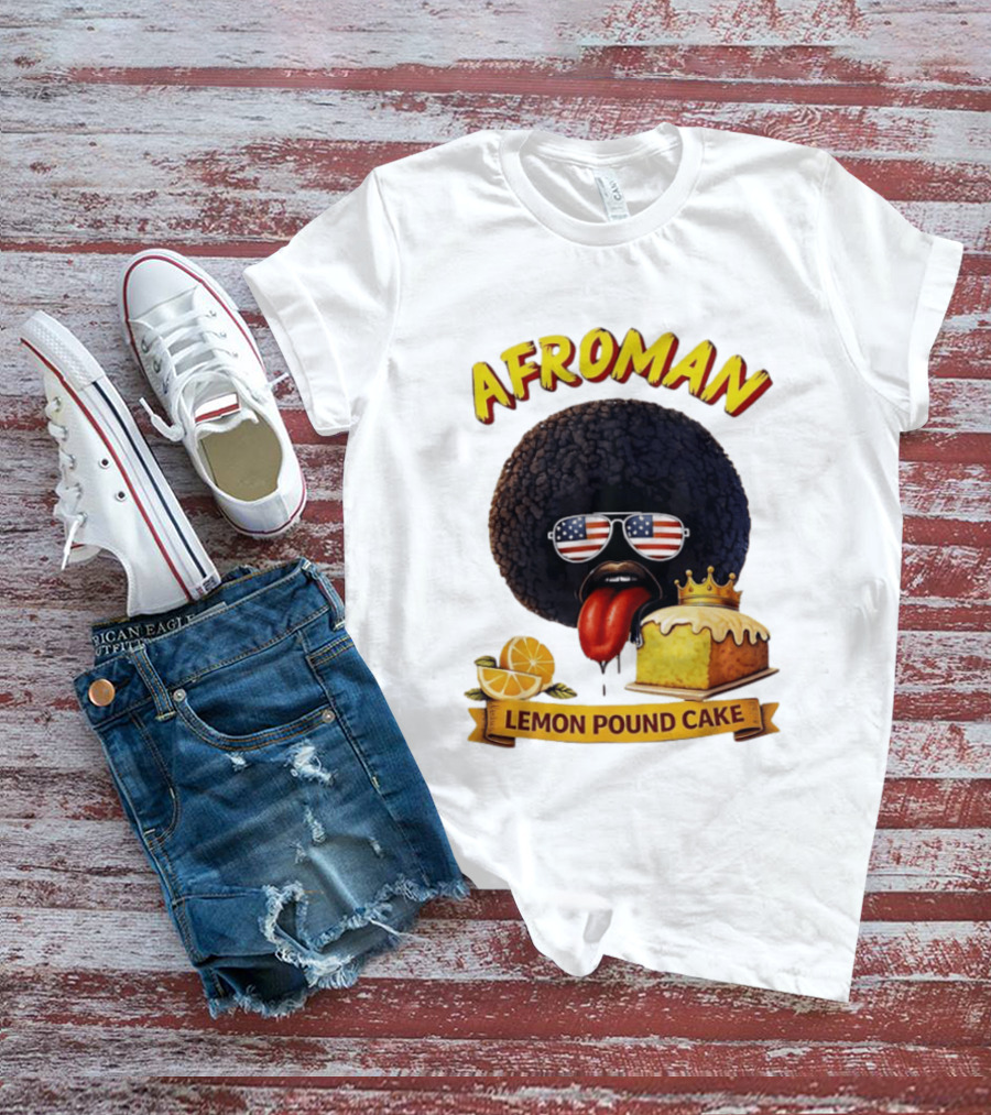 Afroman Lemon Pound Cake Sunglasses Tongue Crown Lemons T-Shirt