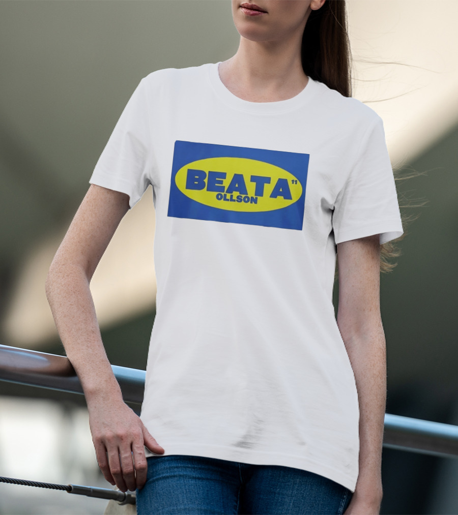 BEATA OLLSON 11 Blue Yellow Oval T-Shirt
