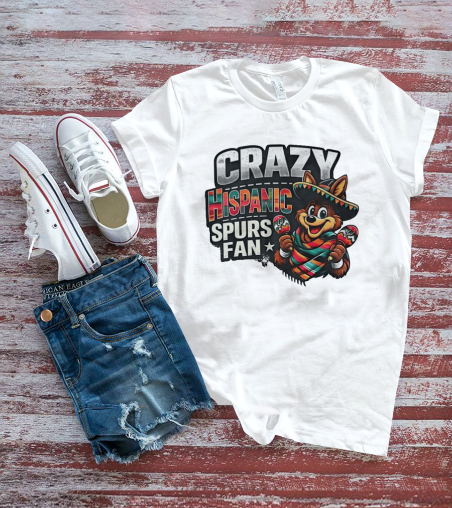 Crazy Hispanic Spurs Fan Sombrero And Maracas T-Shirt