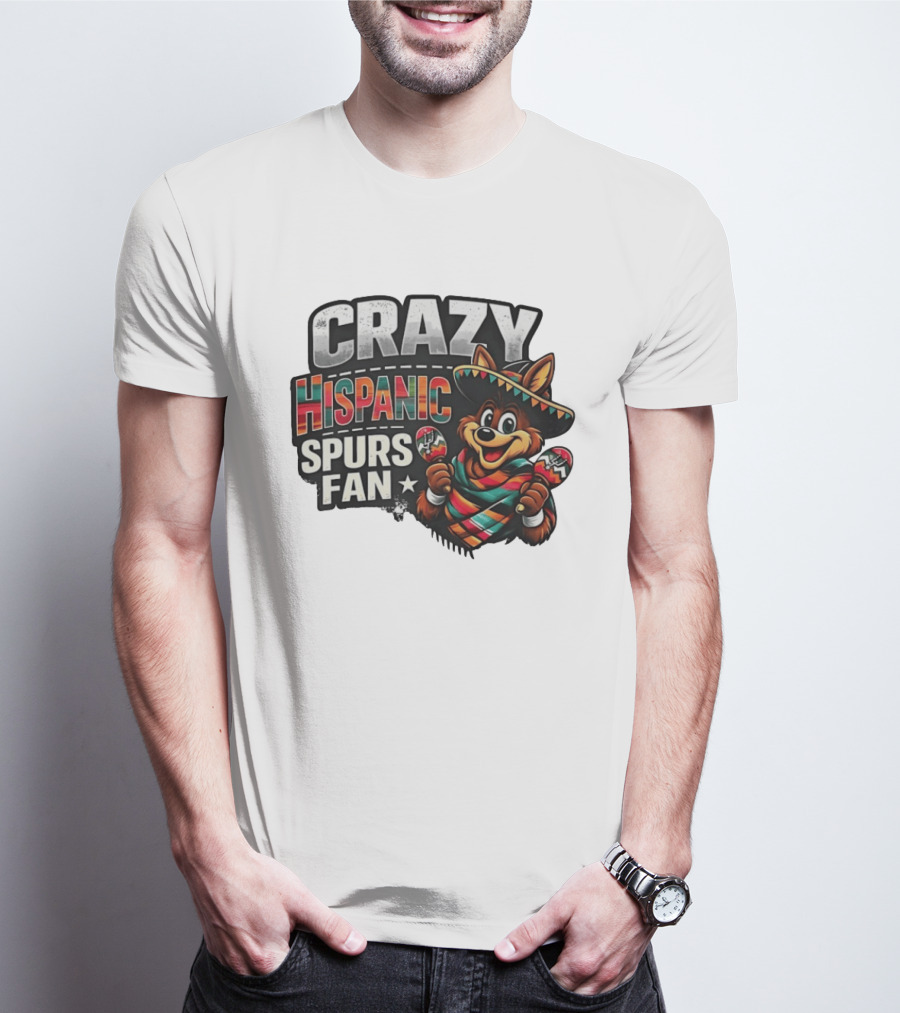 Crazy Hispanic Spurs Fan Sombrero And Maracas T-Shirt