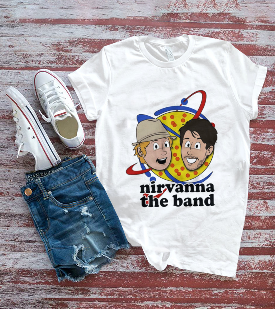 Nirvanna The Band Cartoon Characters With Animated Planetary T-Shirt