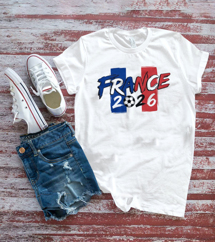 France 2026 Soccer World Cup Blue Red T-Shirt
