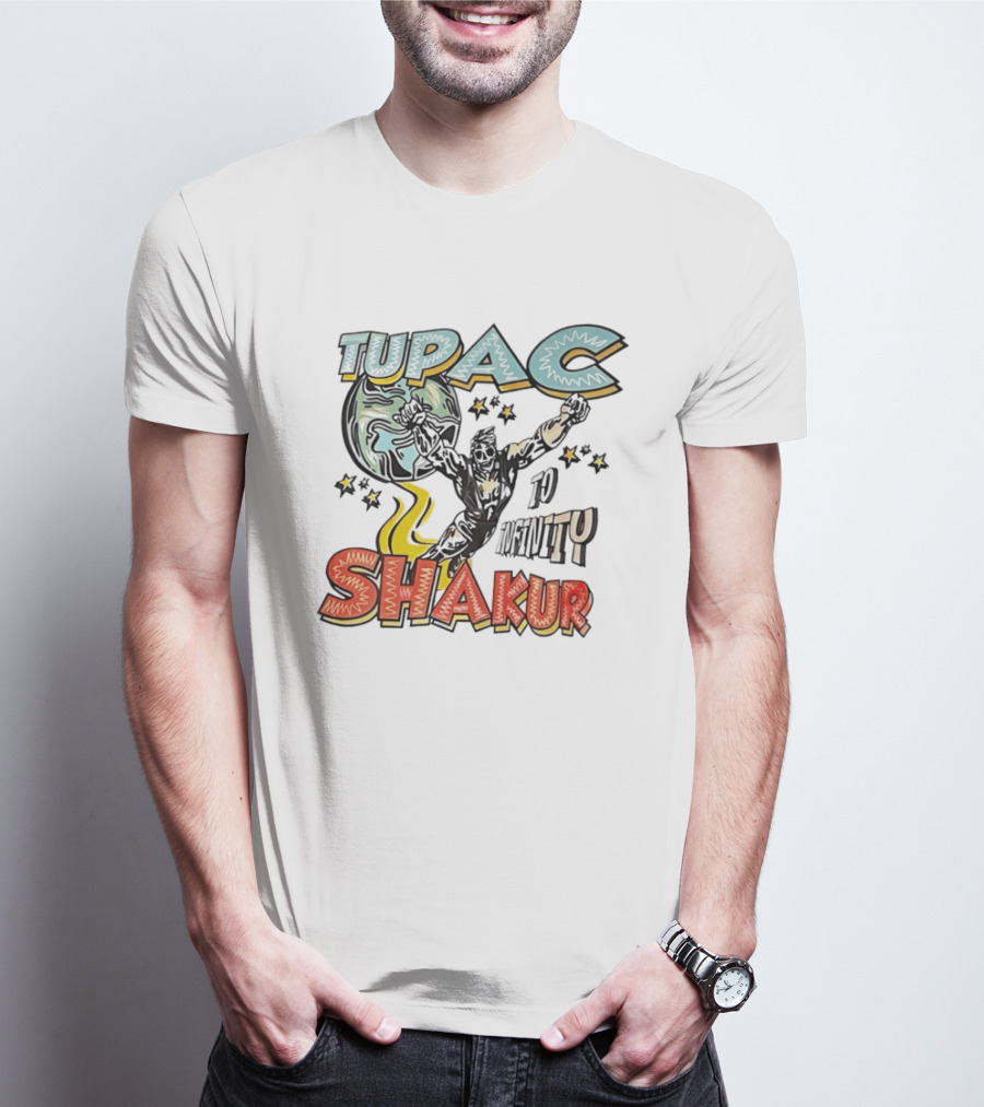 Tupac Shakur To Infinity Comic Style Superhero Image T-Shirt
