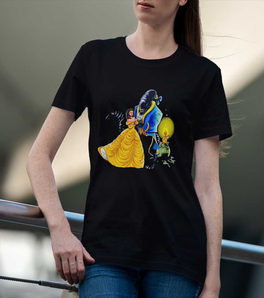 Belle Beauty And The Xenomorph Alien Monster Dance Candelabra T-Shirt