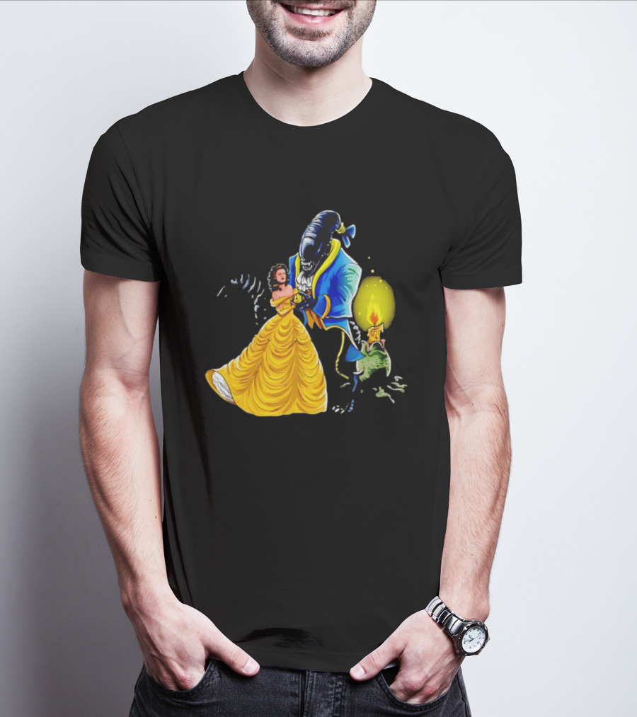 Belle Beauty And The Xenomorph Alien Monster Dance Candelabra T-Shirt