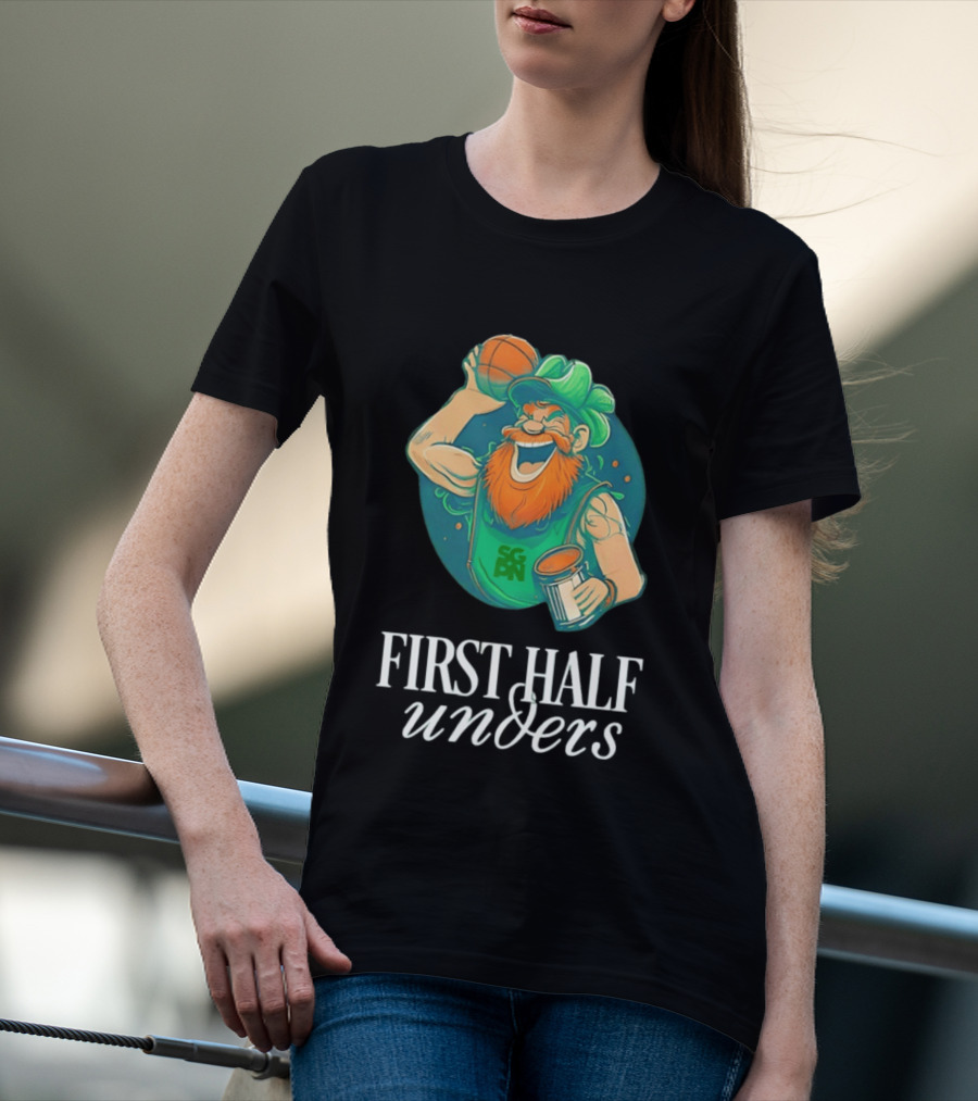 Leprechaun First Half Unders Basketball Beer T-Shirt