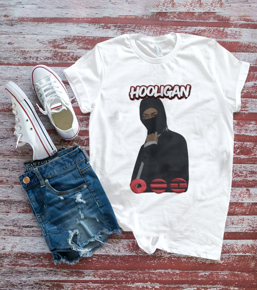 Hooligan Masked Style With BTS Concert Red Accents T-Shirt