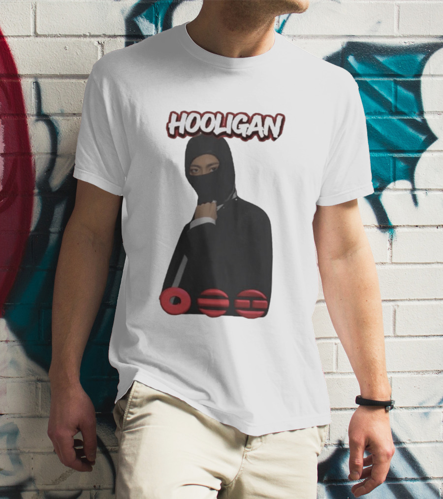 Hooligan Masked Style With BTS Concert Red Accents T-Shirt