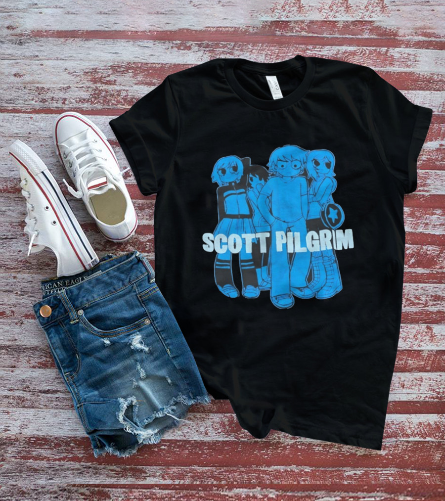 Scott Pilgrim Characters Group Blue T-Shirt
