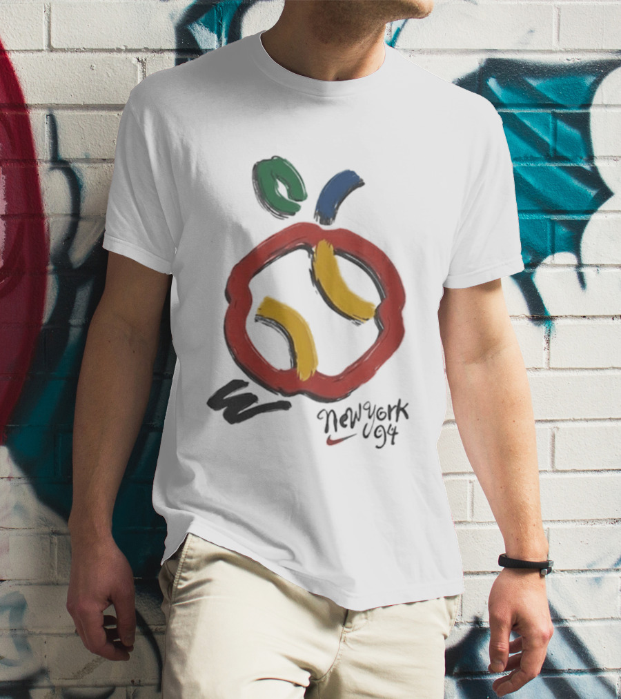 New York 94 Apple With Nike Swoosh And Abstract T-Shirt