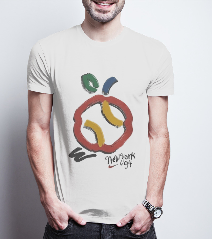 New York 94 Apple With Nike Swoosh And Abstract T-Shirt