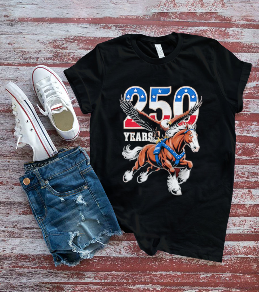 250 Years American Eagle Horse Patriotic Celebration T-Shirt