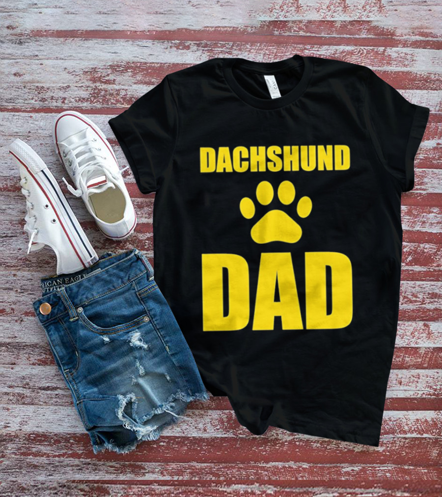 Dachshund Dad Wiener Dog Paw Print T-Shirt