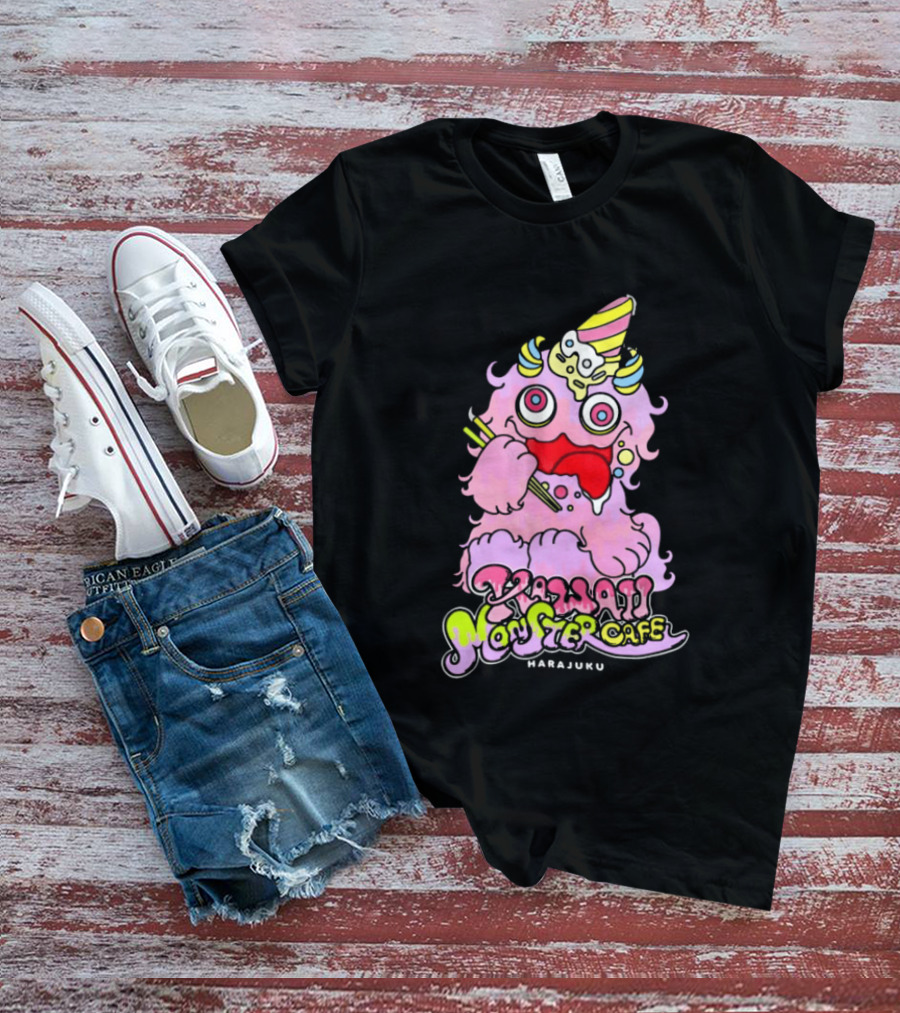 Kawaii Monster Cafe Harajuku Pink Fluffy Creature Fun T-Shirt