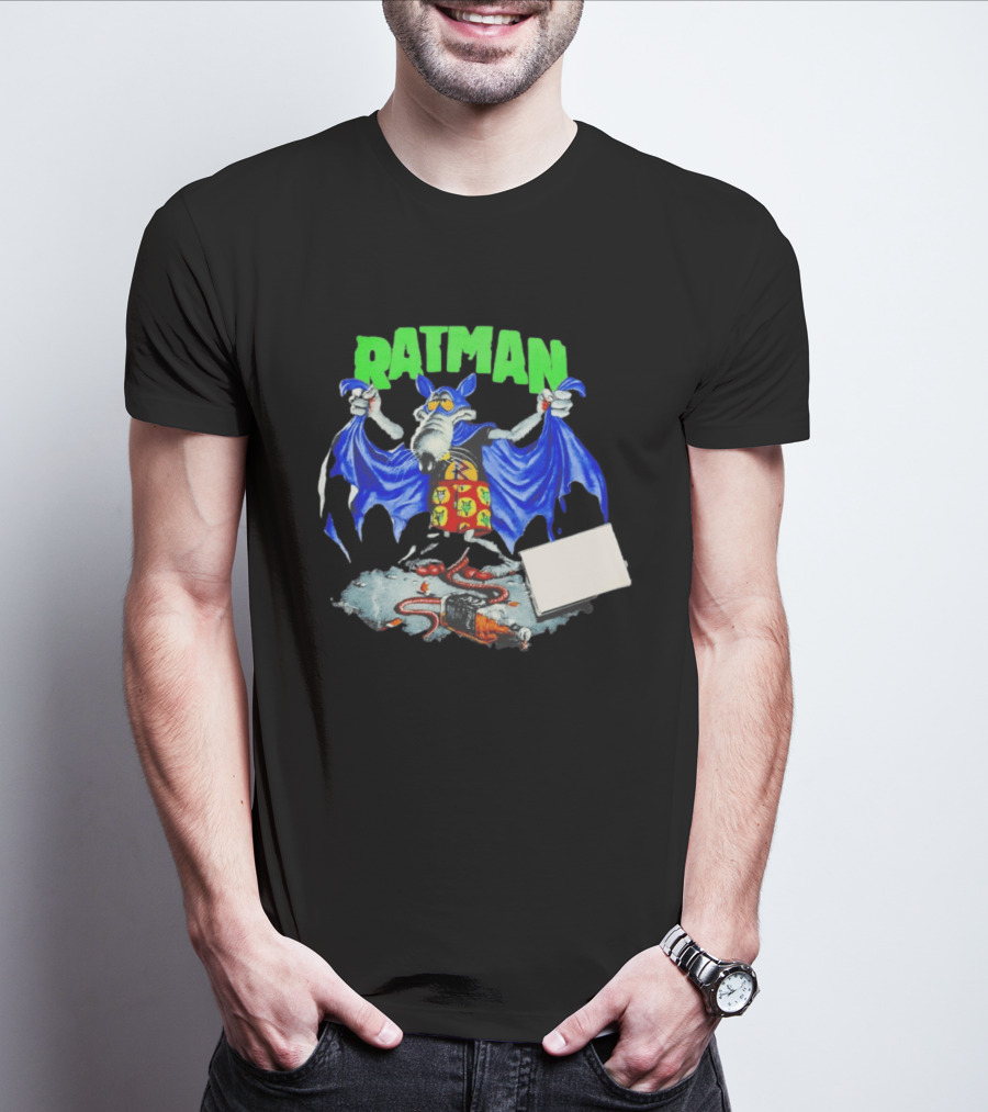 Ratman Comic Parody Superhero Character With Cape And Rats T-Shirt