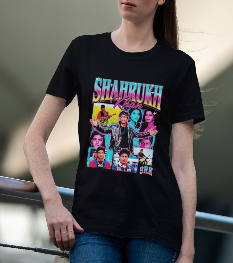 SHAHRUKH KHAN SRK Kajol Juhi Chawla Guitar Motorcycle T-Shirt