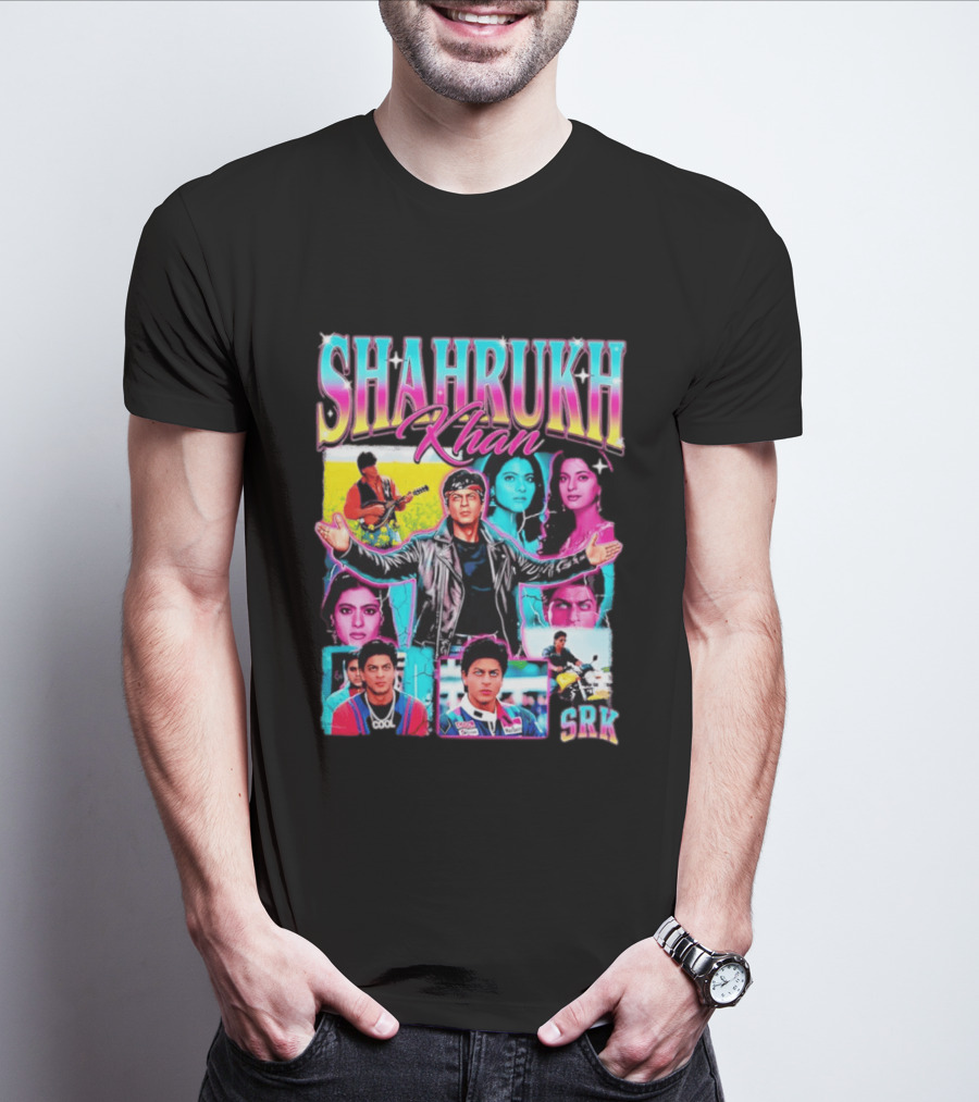 SHAHRUKH KHAN SRK Kajol Juhi Chawla Guitar Motorcycle T-Shirt