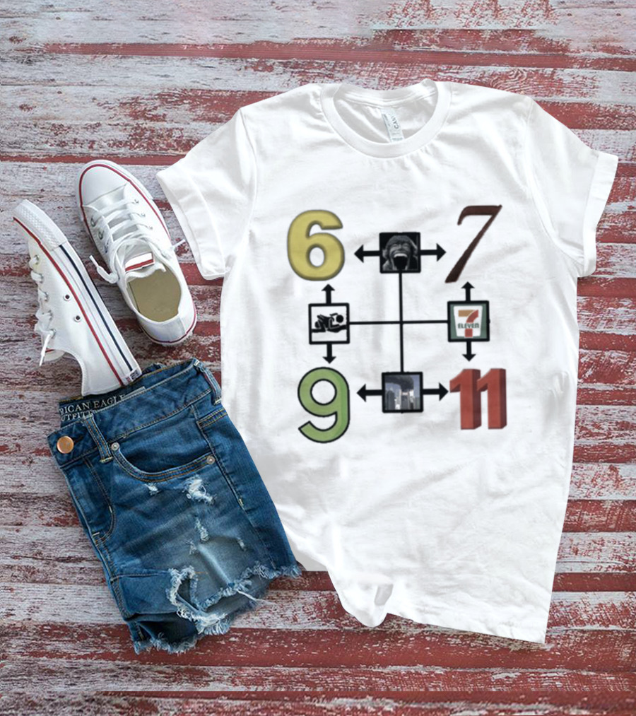 Six Seven Nine Eleven Numbers With Arrows T-Shirt