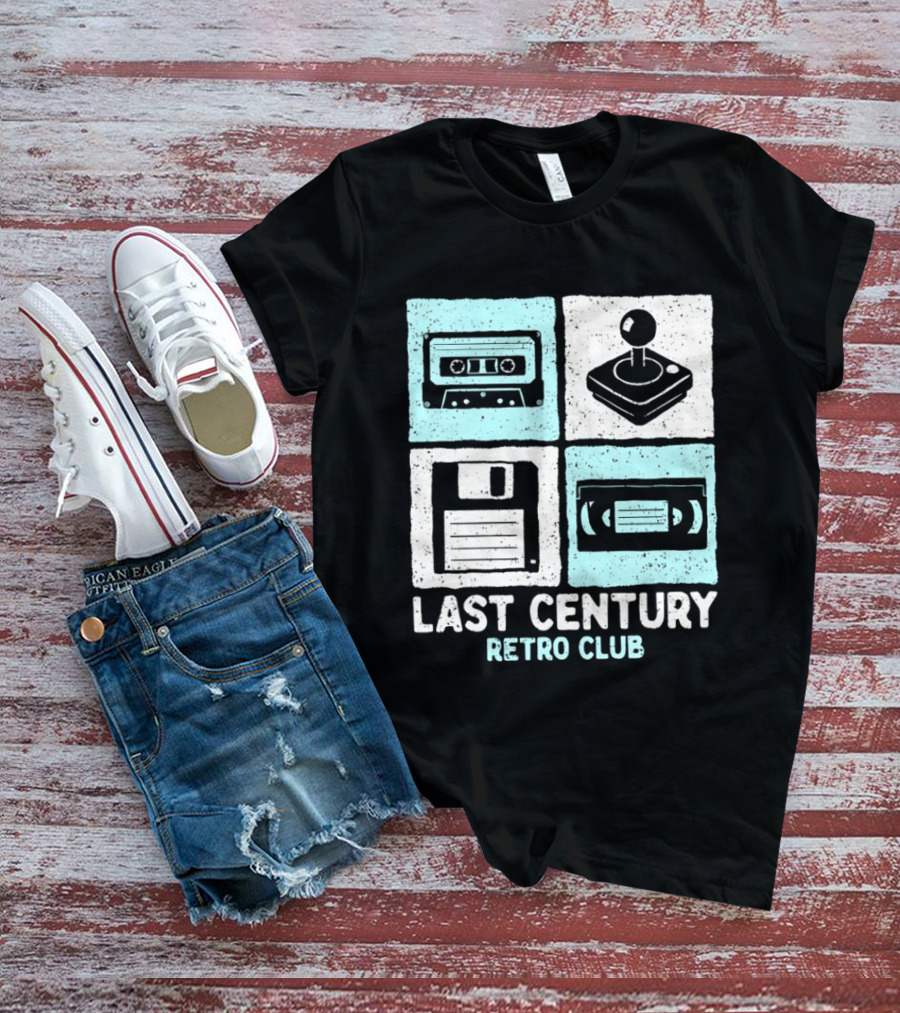 Last Century Retro Club Cassette Tape Joystick Floppy Disk Video Tape T-Shirt
