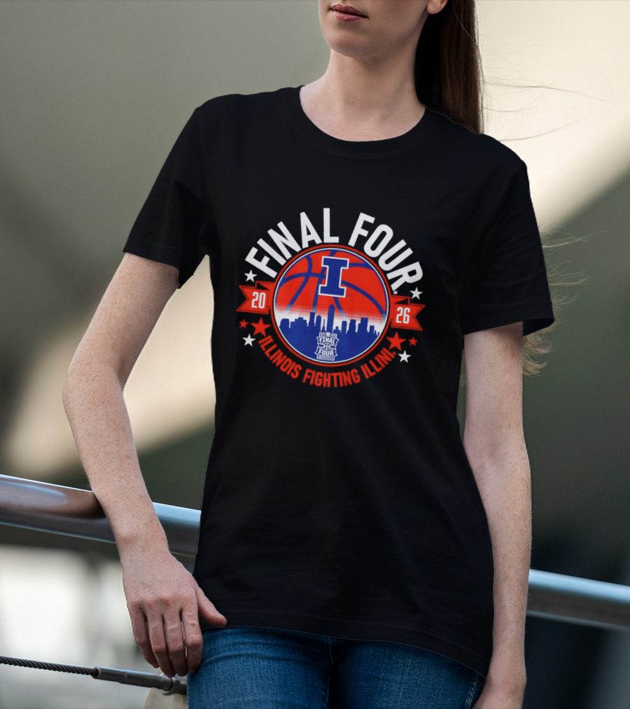 Illinois Fighting Illini 2026 Final Four Basketball Skyline T-Shirt