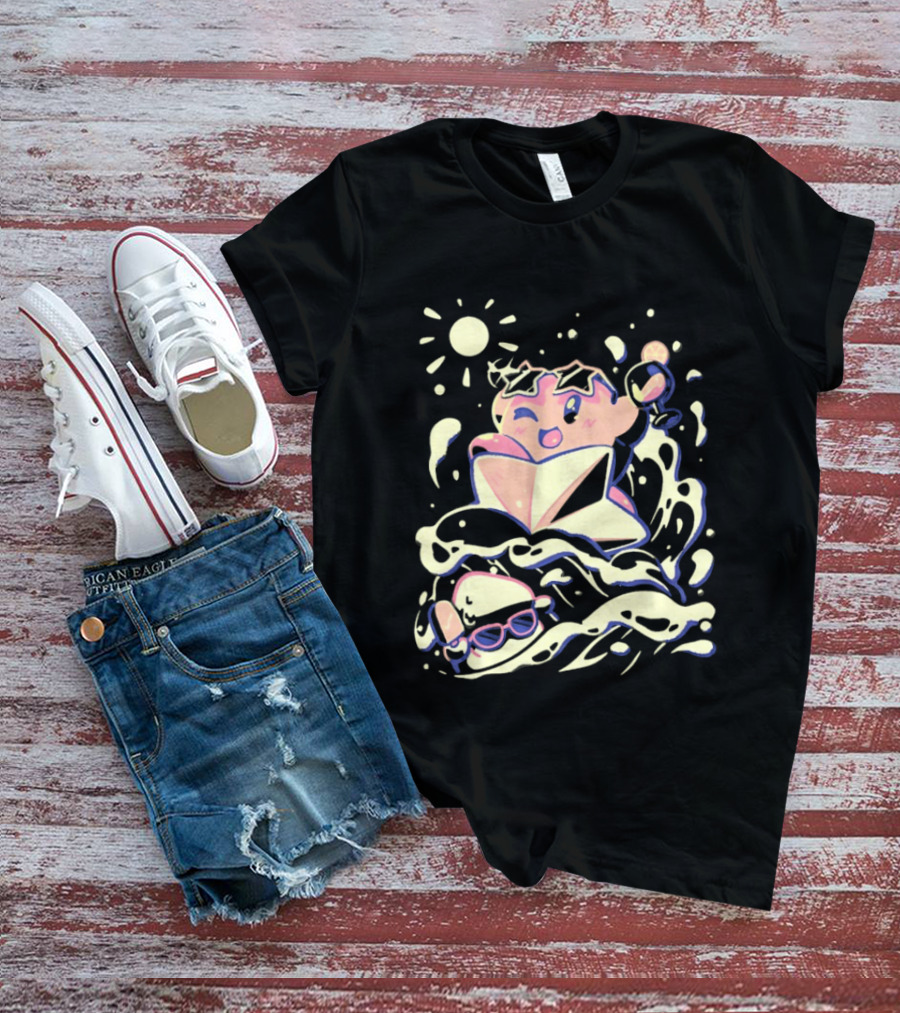 Kirby Ride The Wave Star Sunglasses And Surf Adventure T-Shirt