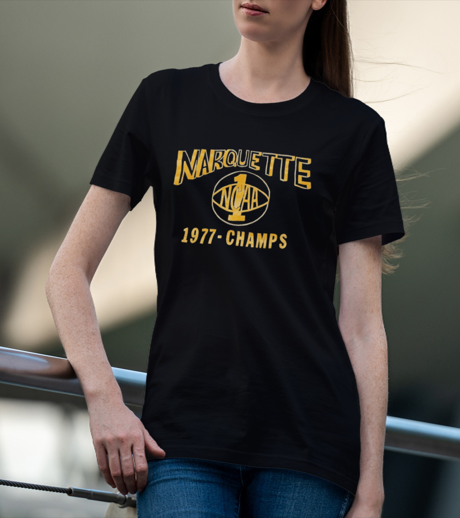 Marquette NCAA 1977 Champs Warriors 1 Basketball T-Shirt