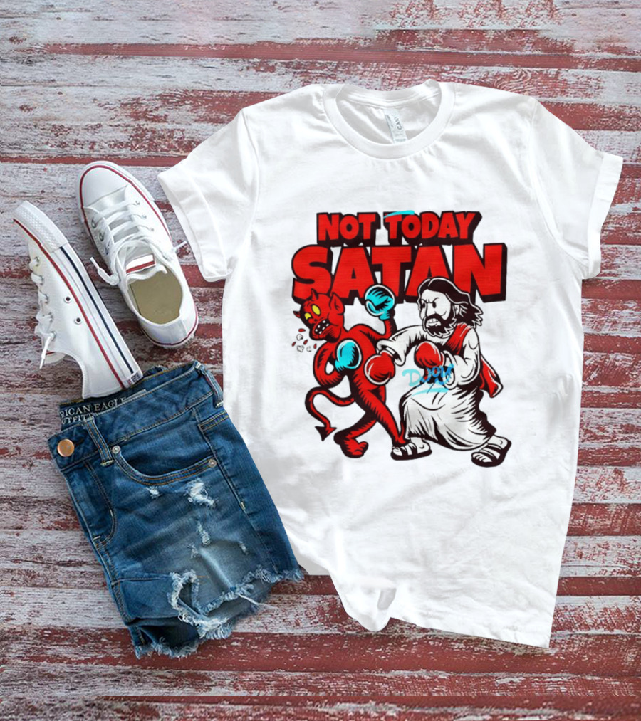 Not Today Satan God Versus Devil Boxing Match T-Shirt